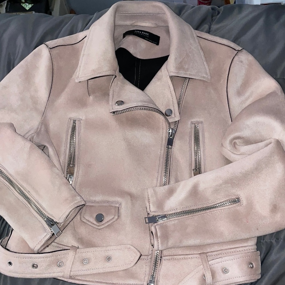 Faux suede Zara biker jacket.